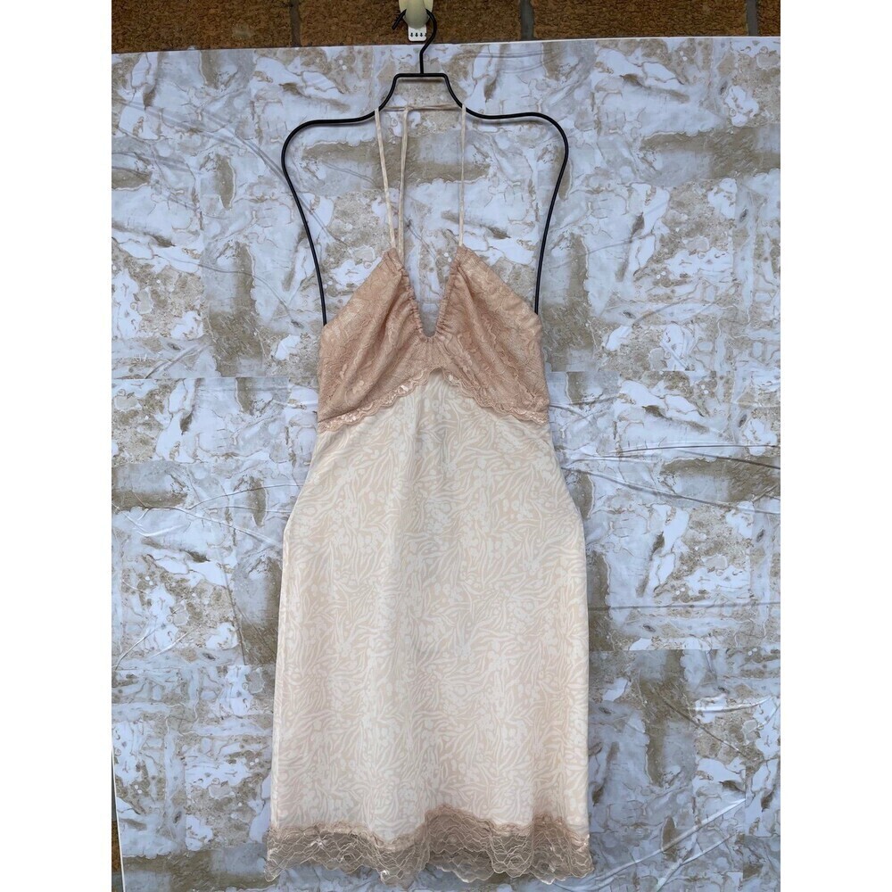 CENTRAL PARK WEST BABYDOLL HALTER NUDE LACE DRESS SIZE SMALL